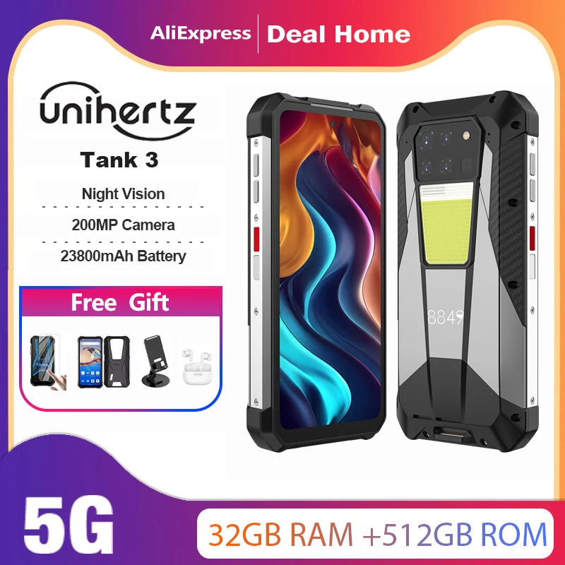 Unihertz Tank 3 by 8849 Rugged 32GB 512GB 23800mAh Night Vision