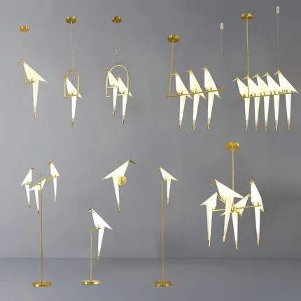 

Modern simple paper crane bird chandelier personality art living room lighting designer creative bedroom dining room table lamp