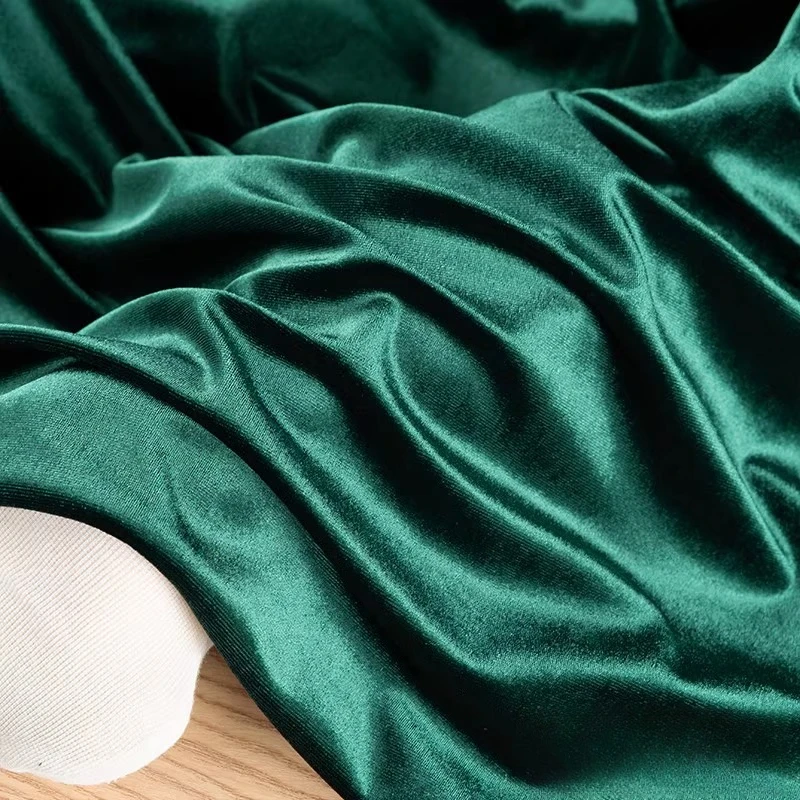 Solid colored velvet fabric four sided elastic sewing dress cheongsam base shirt wide leg pants glossy velvet fabric