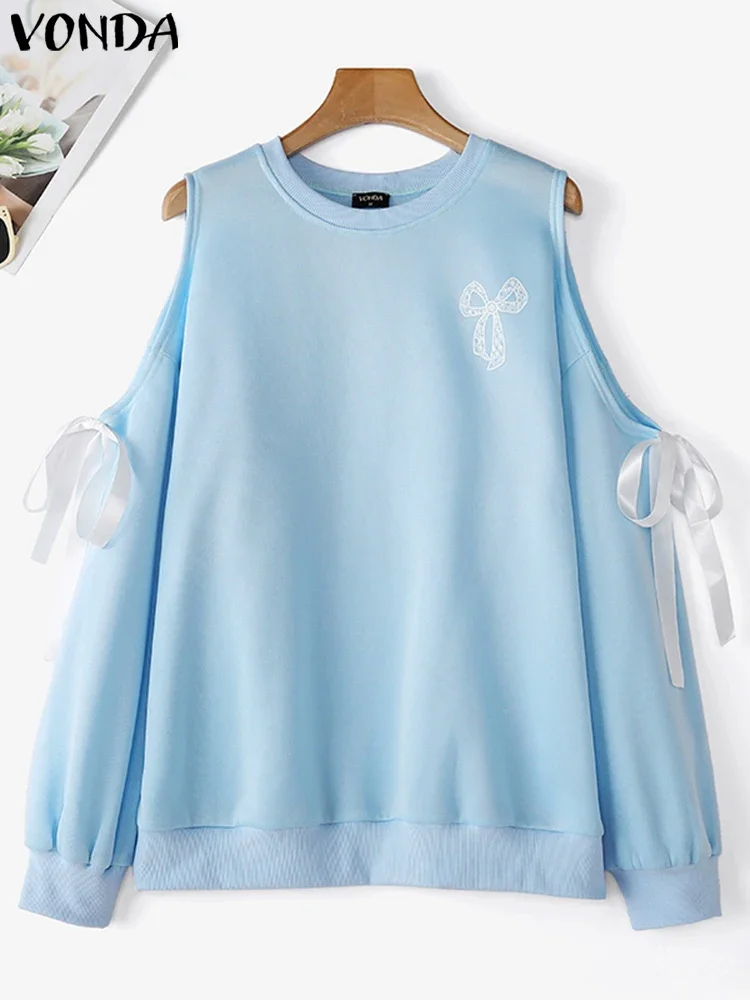 Autumn Blusas Casual Loose Top Plus Size Women Blouses 2025 Fashion Long Sleeve Bow Tops Off The Shoulder Solid Color Tunic image 4