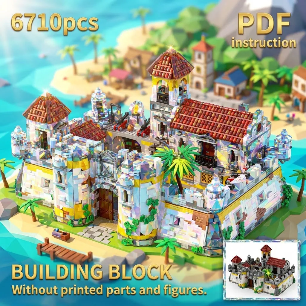

Stone Fortress Castle Medieval Courtyard MOC Block Model with Towers and Gatehouse