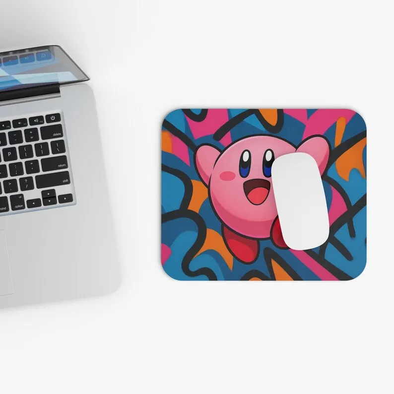 Alas Mouse Kirby Seni Jalanan Grafiti, 8 Ukuran, Lampu RGB, Alas Meja XXL, Kirby Berani, Alas Mouse Kawaii Urban, Perlengkapan Gamer Berwarna-warni