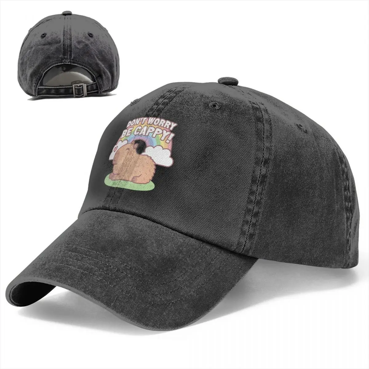 Tęcza nie martw się być Cappy czapka z daszkiem mężczyźni czapki damskie daszek ochronne Snapback kapibara czapki zwierzęce