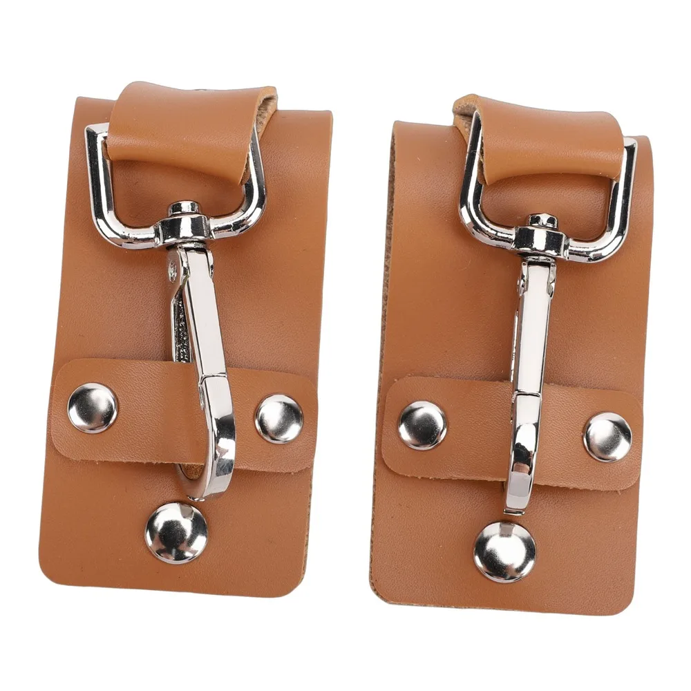 2 Pack Lightweight PU Belt Key Holder Brass Hook Detachable Ring Key Storage Pouch Portable Clip Keychain Outdoor Work