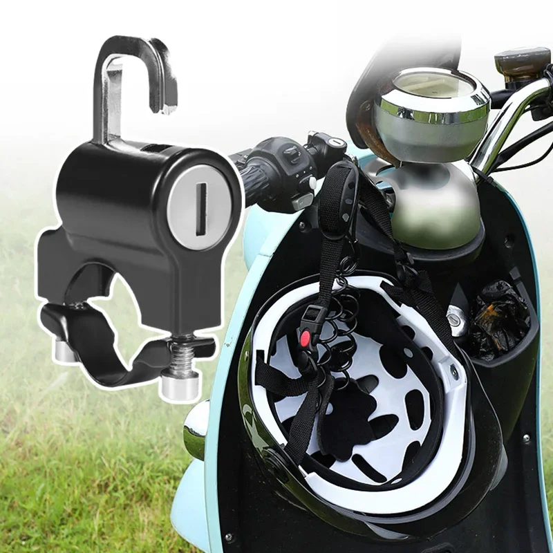 Anti-theft Helmet Lock  Handlebar Mount Motorcycle Electric Motorbike Universal Security Metal Lock 22mm-26mm with Keys Set