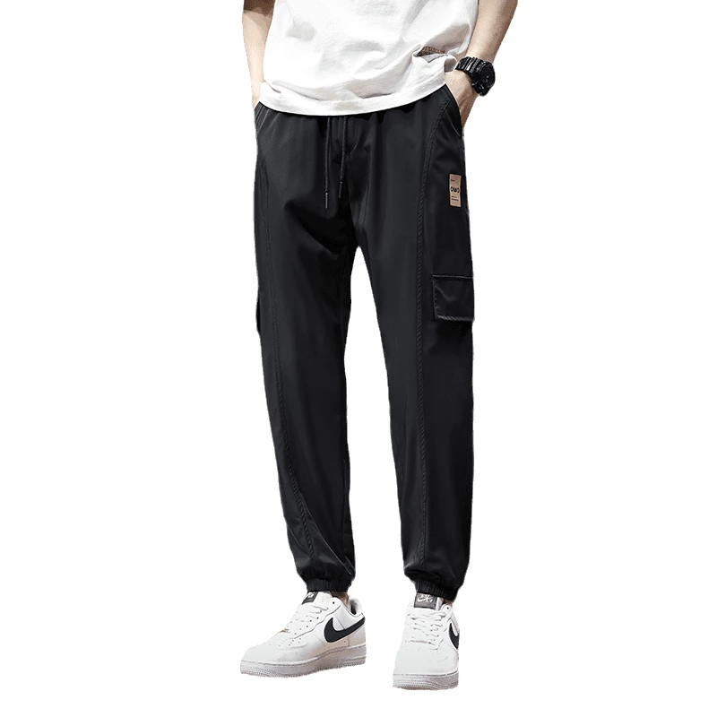 Thin Ice Silk Oversized Sports Pants for Men 2024 New Summer Loose Casual Pants Widened Workwear Pants Quick Drying