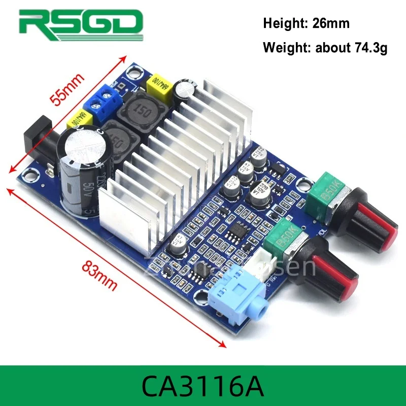 Wholesale CA3116A DC-8-24V DC12-24V2*50w 100w 2.1 TPA3116D2 Sound Channel Digital Subwoofer Amplifier Audio Module TPA3116D2