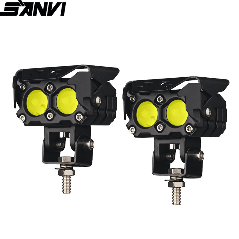 

SANVI 2pc LED Headlight Auxiliary Spotlight Yellow White Dual Color Fog Lights 12V 24V 38W Driving Light For Car Motorycle TrucK