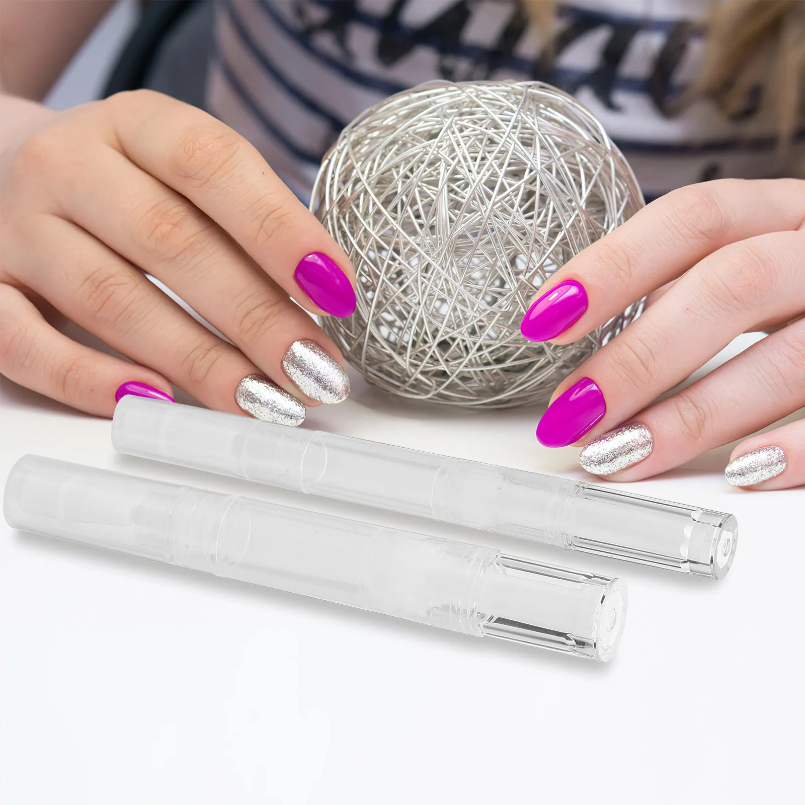 6Pcs Transparent Refillable Cuticle Oil Pens Empty Nail Polish Pens for Lip Gloss Essential Oils Cuticle Nutrition Oil Compact