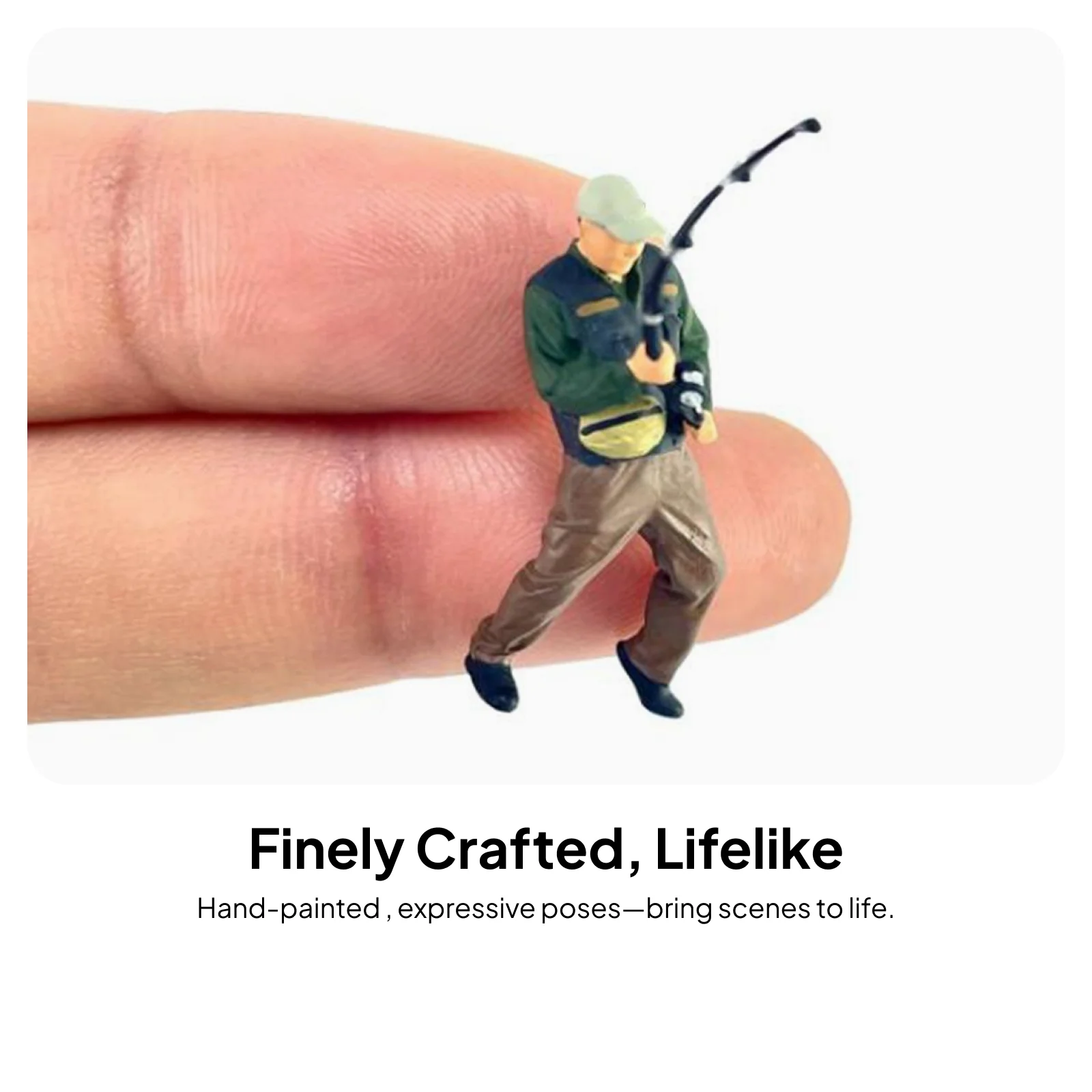 2 Pieces 1/64 Scale Male Angler Figures Fishing Character Miniatures Layout Micro Landscape Decoration Creative People Models