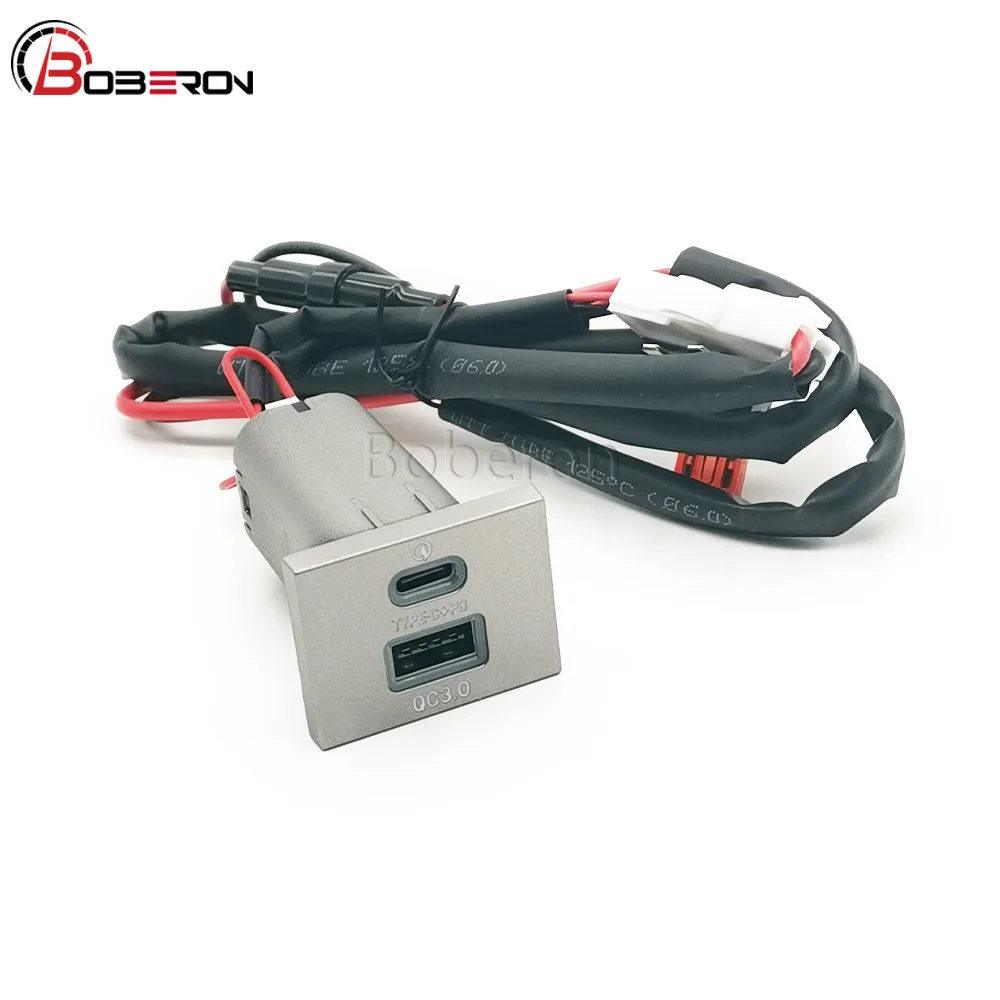 Cargador Rápido para Auto, Enchufe QC3.0 USB Tipo-C PD, Adaptador Dual para Carga de Teléfono, Compatible con el Panel de Botones de la Consola Central de Ford Focus