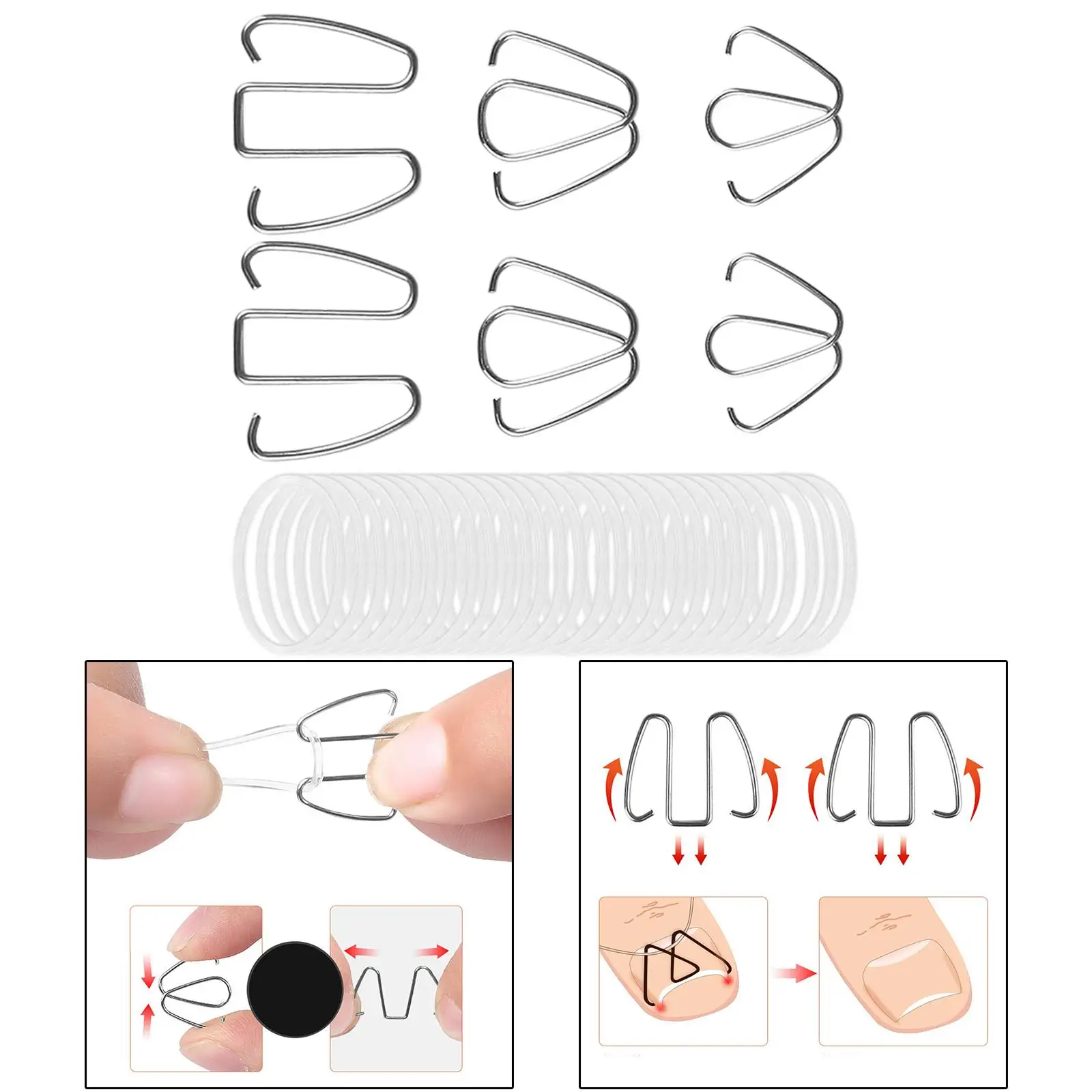 6 قطع من سلك مصحح أظافر القدم الغارزة يخفف العناية بالقدم بالمطاط