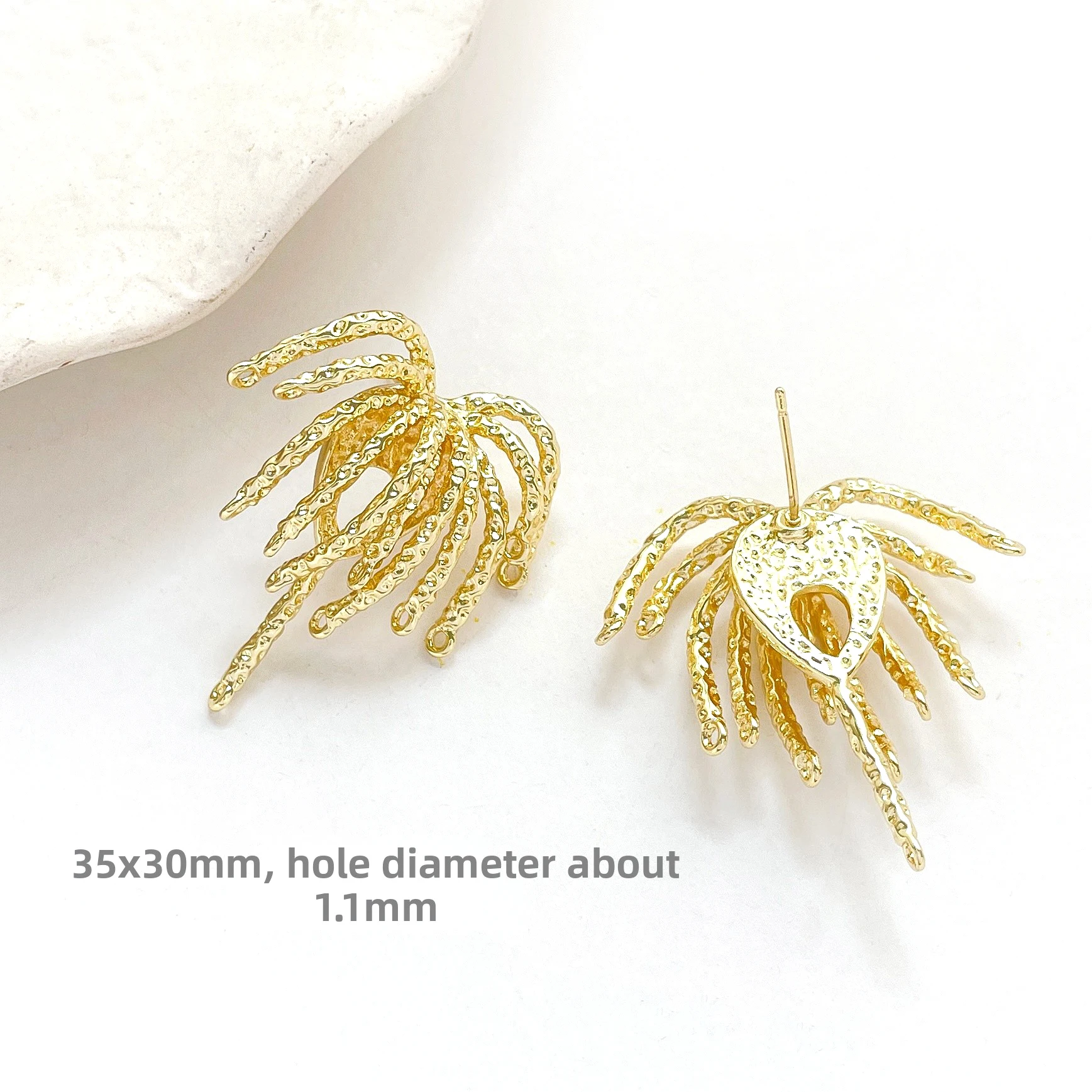 2 Pieces Copper Plated Genuine Gold Willow Catkins Tassel Earrings DIY Jewelry Making Semi-finished Product Accessory Materials