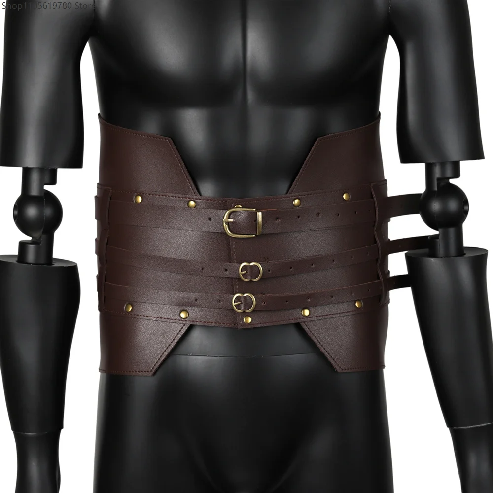Medieval Vintage PU Leather Wide Belt Men Knight Steampunk Corset Viking Pirate Girdle Adult Halloween Cosplay Stage Accessory view 5