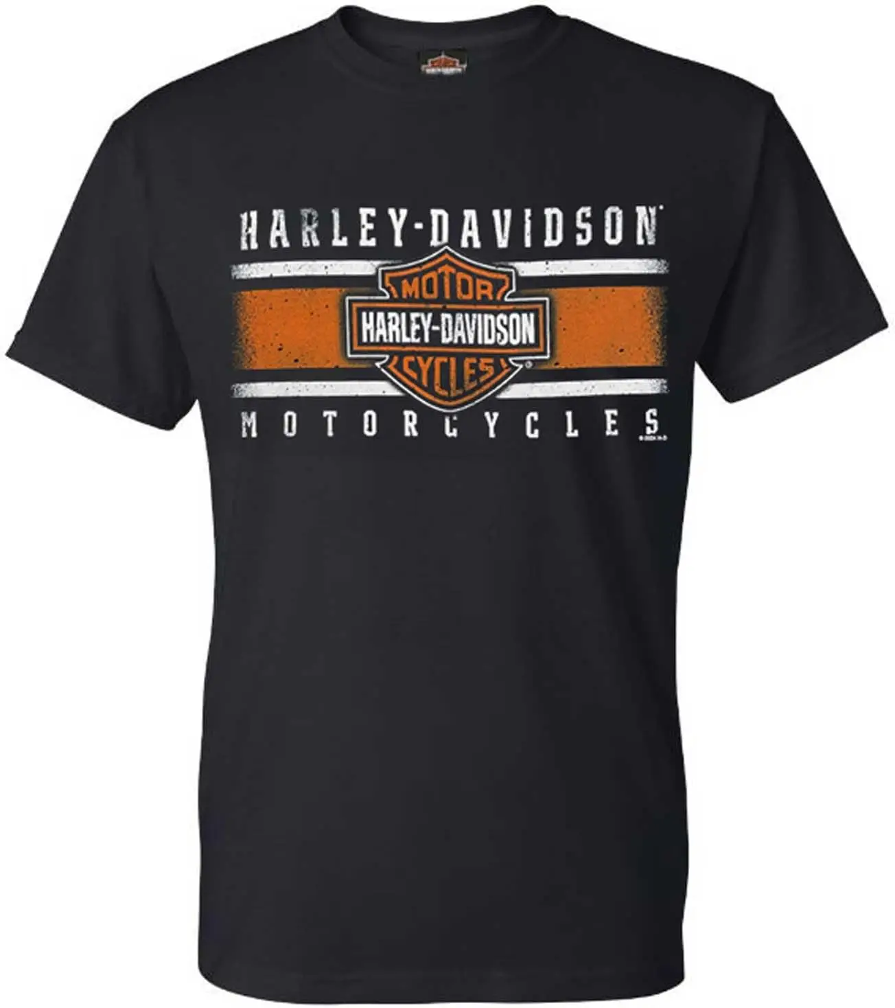 Men's Iconic Bar & Shield Crew-Neck Short Sleeve Shirt - Black 100% Cotton Trendy Y2K Short-Sleeve Tee-Soft, Quick-Drying,