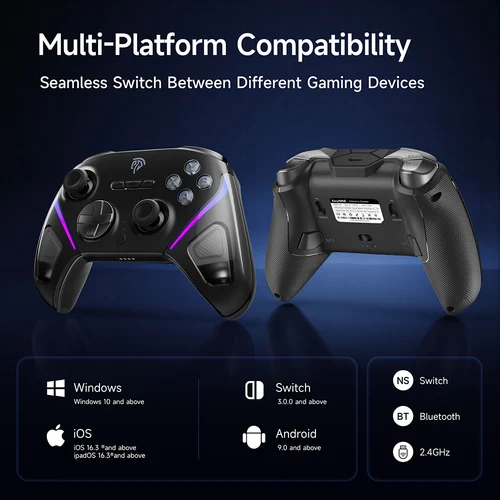 Imagen 2 del producto EasySMX TMR Stick Controller D10 Gamepad inalámbrico Compatible con PC/Switch/Steam/Telefono/TV, base de carga, microdisparadores