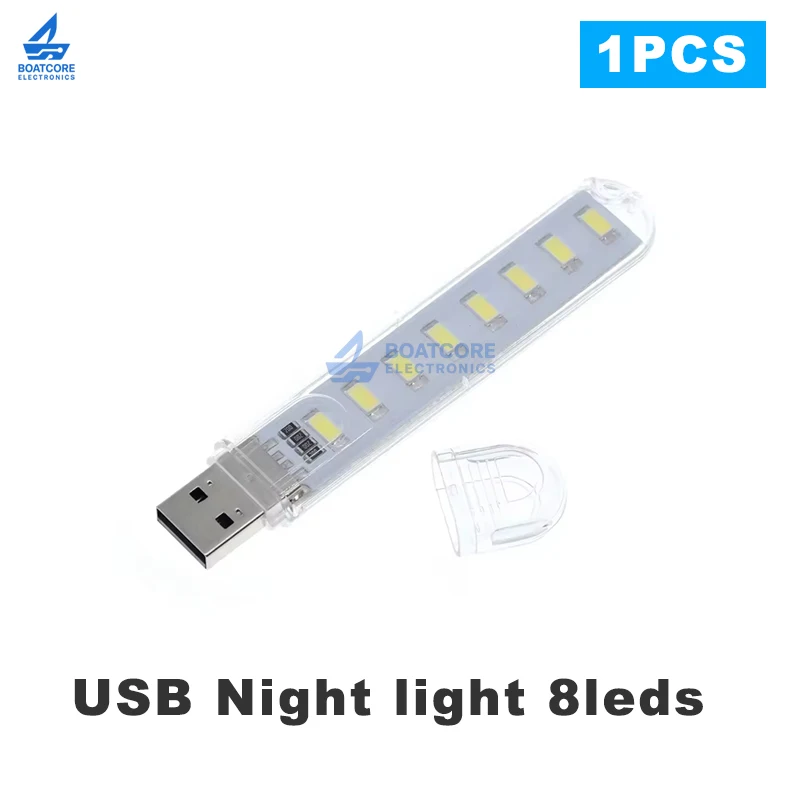 1PCS Mini Tragbare USB Nachtlicht 5V 8LEDs 5730 SMD Buch Lichter Weiße Farbe Für PC Laptops computer Mobile Power Camping Lampe