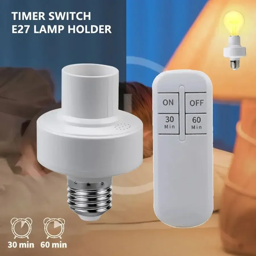 Smart Light Bulb Adapter E27 Wireless Remote Control Holder Base Timer Switch 110-240V ON Off Light Bulb Base Socket Intelligent