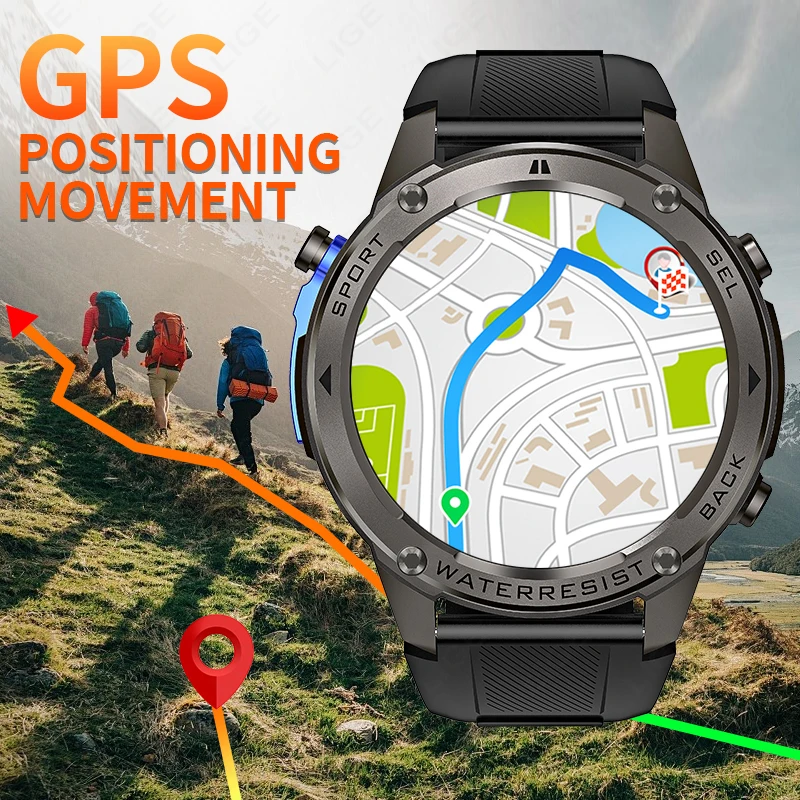 

LIGE уличные GPS спортивные умные часы 5ATM водонепроницаемые 500 мАч аккумулятор компас часы пульсометр многофункциональные умные часы с напоминанием