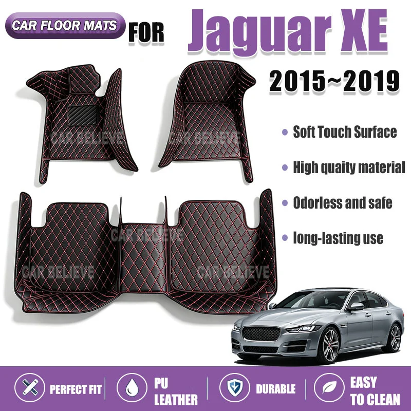 Car Floor Mats Suitable for Jaguar XE 2015~2019 Anti slip and wear-resistant PU leather car interior mat