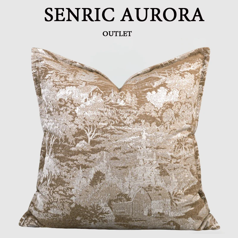 Luxury Cushion Cover 45x45cm Jin Nian - Camel Coffee Color Square Pillow Case For Home Hotel Bed Living Room Sofa