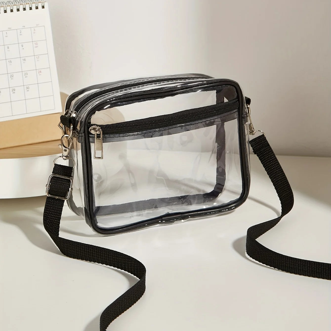 [Chic Style] Schicke transparente Umhängetasche mit verstellbarem Riemen – Elegante PVC-Schultertasche mit Reißverschluss – Detail 5