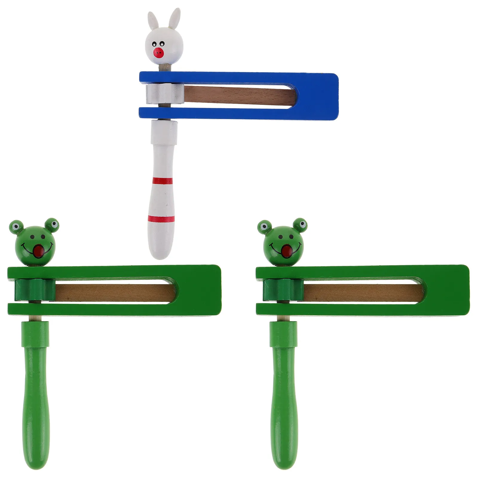 3Pcs Smooth Design Wooden Castanet Long Handle Percussion Instrument Self-Rotating Clapper Rhythm Learning Tool