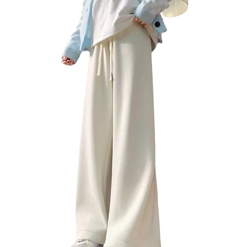 المخملية الدبق منشفة الأرز السراويل واسعة الساق السراويل النسائية الخريف والشتاء عالية الخصر الرباط فضفاضة معلقة مستقيم الساق