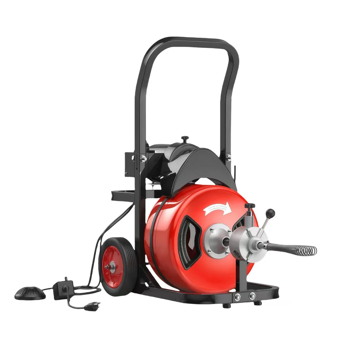 75 Feet X 1/2 Inch Drain Cleaner, Automatic Feed Sewer Snake Auger Drill, 370 Watt Portable Drain Cleaner, with 8 Cutters