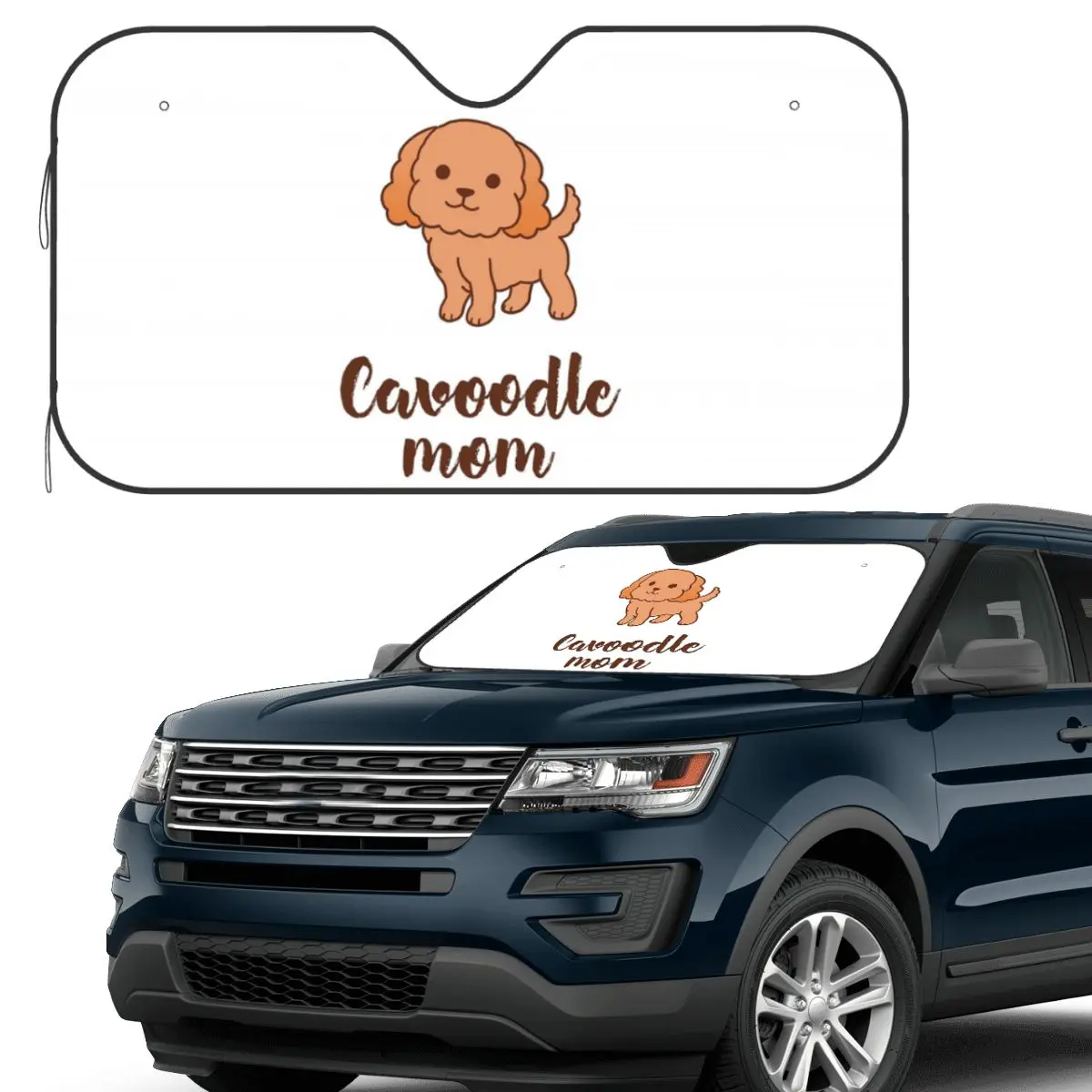 

Cavoodle Dog Mom Sunshade Windscreen Car Front Windshield Window Sun Visor Accessories Covers