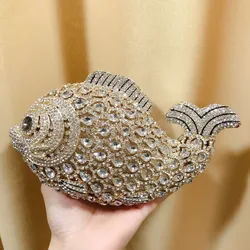 Luxury Lucky Fish Women rhinestones Purse Evening Bags Diamond Metal Clutches Bags Wedding Party Minaudiere Purses and Handbags