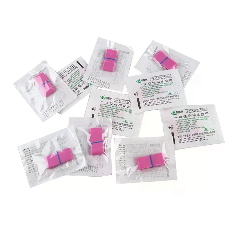 10strips Pre Cut Pink Elastic Belt Disposable Tourniquet First Aid Kit Product Rubber Tourniquet Disposable