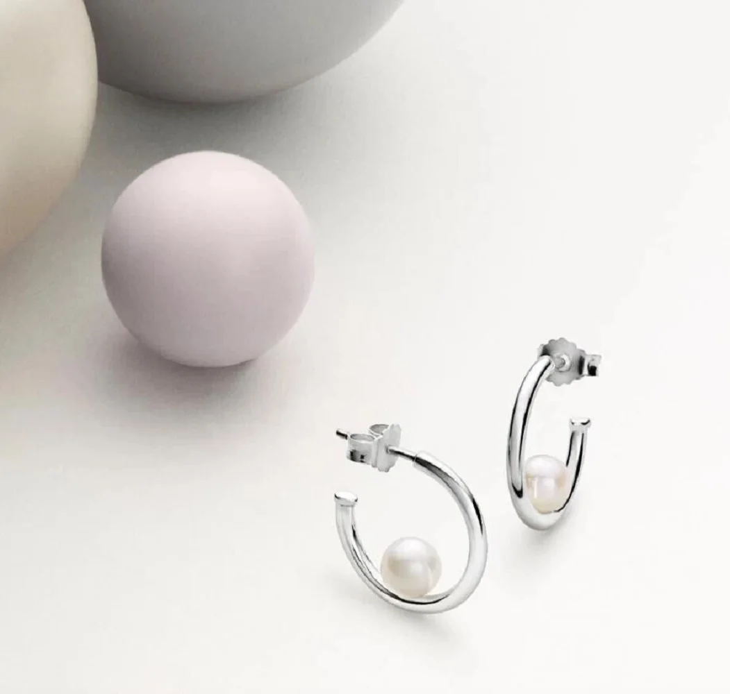 

925s AAA6-7mm Natural South Sea White Pearl White Pearl Ring Earrings with High Quality and Temperament Earrings
