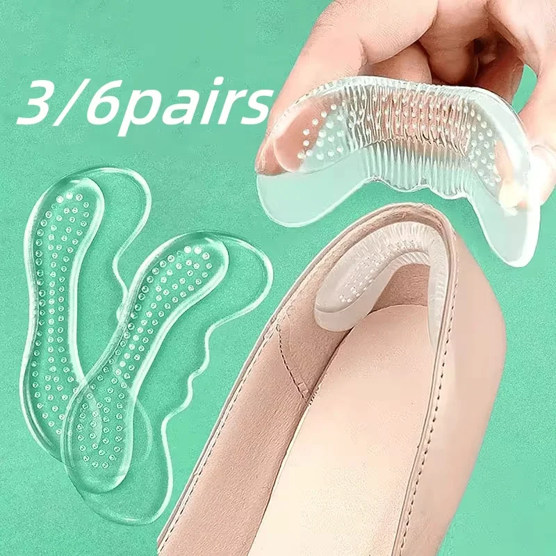 3/6Pairs Invisible Silicone Gel Heel Stickers, Self‑Adhesive Heel Protectors Pain Relief Cushion Inserts for High Heels