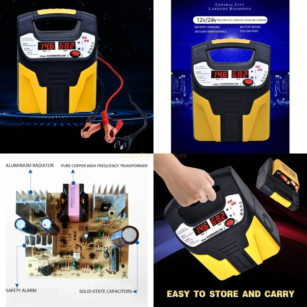 

J0MA Universal LCD Battery for Smart Battery 12V/24V Automotive Battery for Car Truck Motorbike