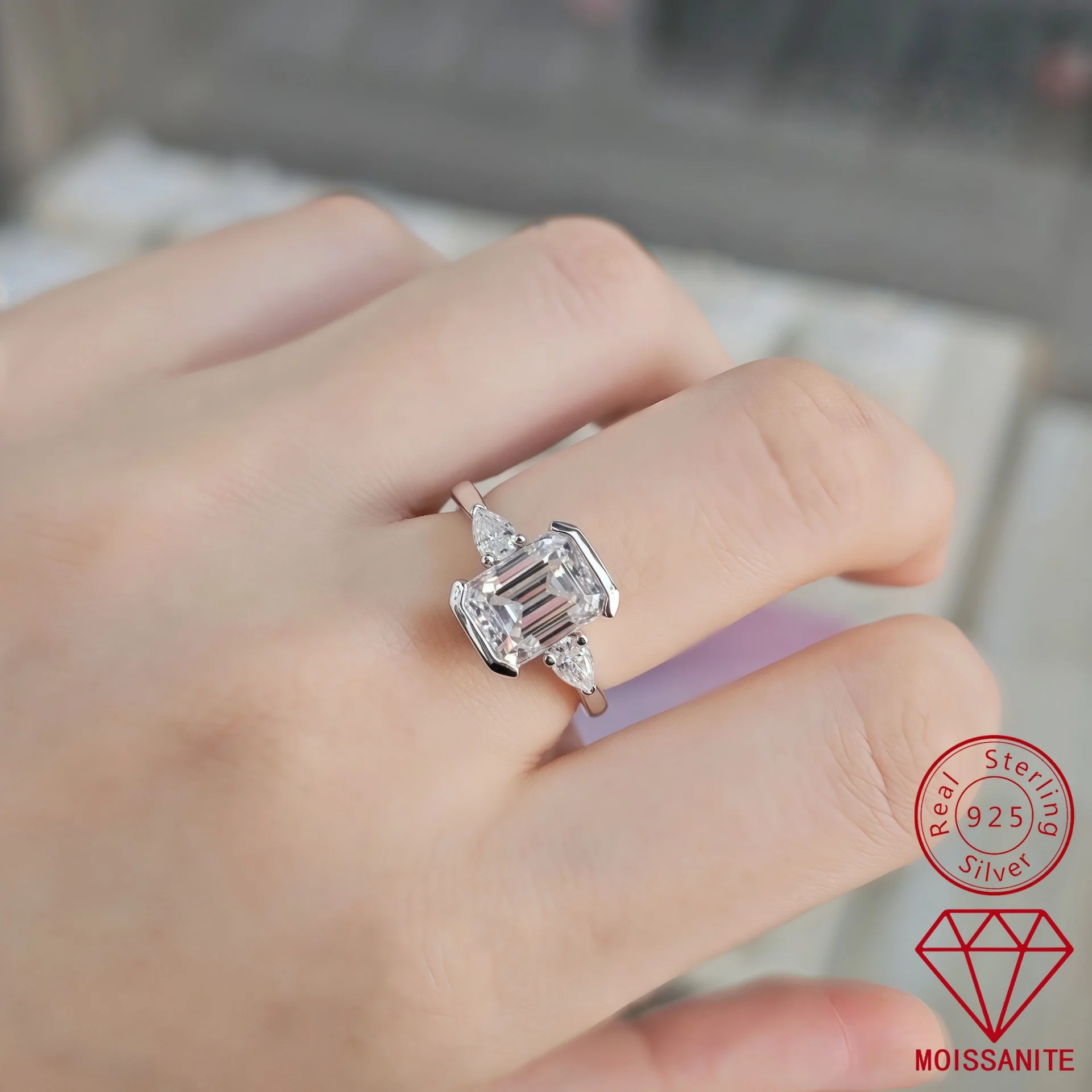 Carnica Carnica 7×9mm 3CT Stone Real Moissanite Ring Emerald for Women S925 Sterling Silver Sparkling Wedding Band Jewelry GRA D Color - Aliexpress Deal