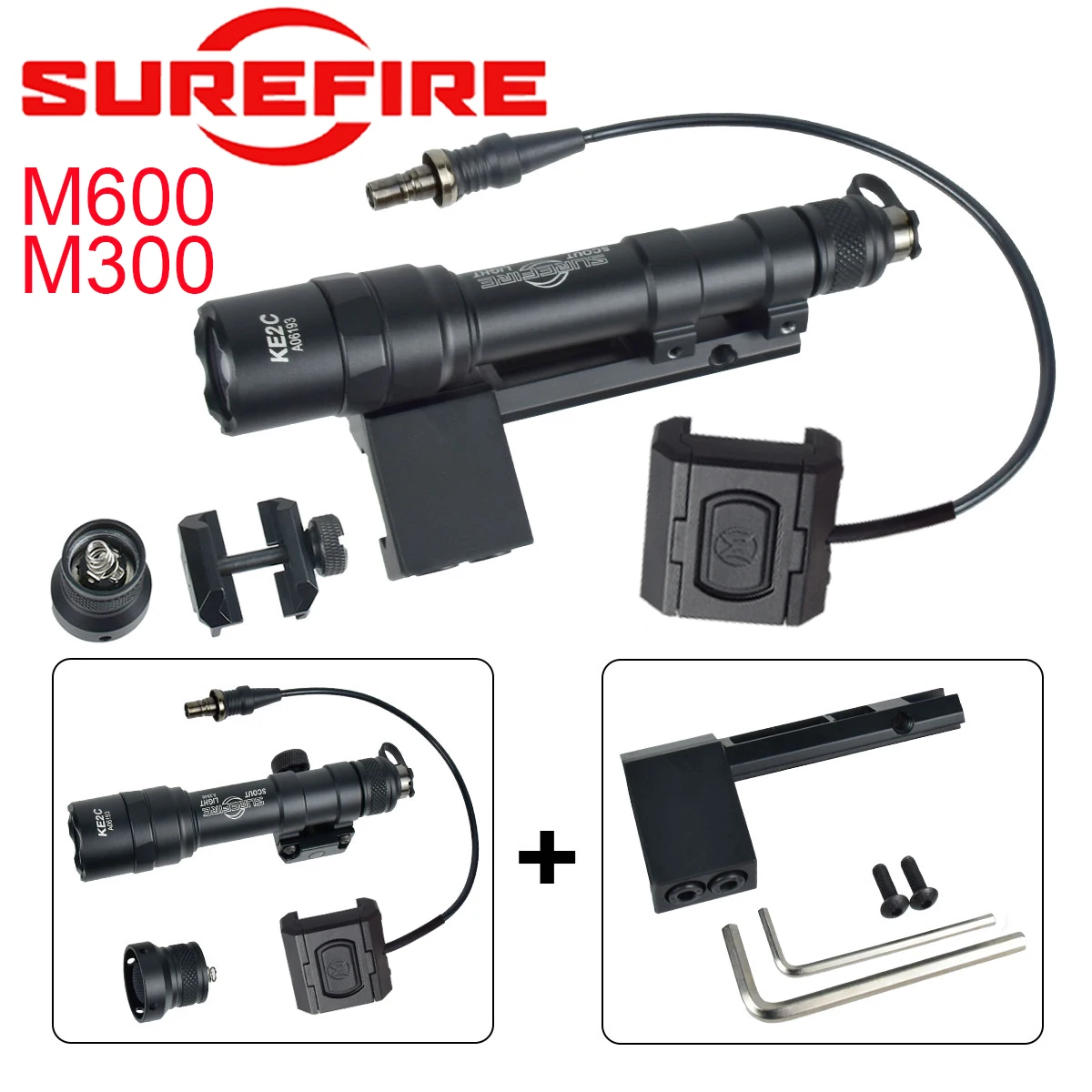 SF M600 M300 Weapons Flashlight Tactical Light Offset Mount Button Pressure Switch 20mm Rail Airsoft Momentary Contstant Outdoor