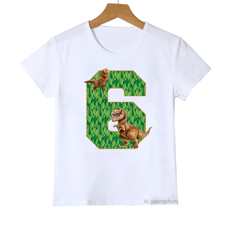 New Boys t-Shirt Cute Dinosaur 1-9th Birthday stampa digitale abbigliamento per bambini magliette moda ragazzi vestiti camicia a maniche corte top