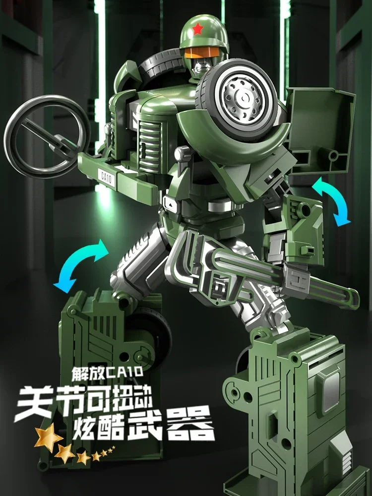 LI JIANG Li Jiang Bian Xing-Figurine d'Action Robot de Style Voiture Alberoise, Transformation group Hong Qi CA770 Jiefang CA10