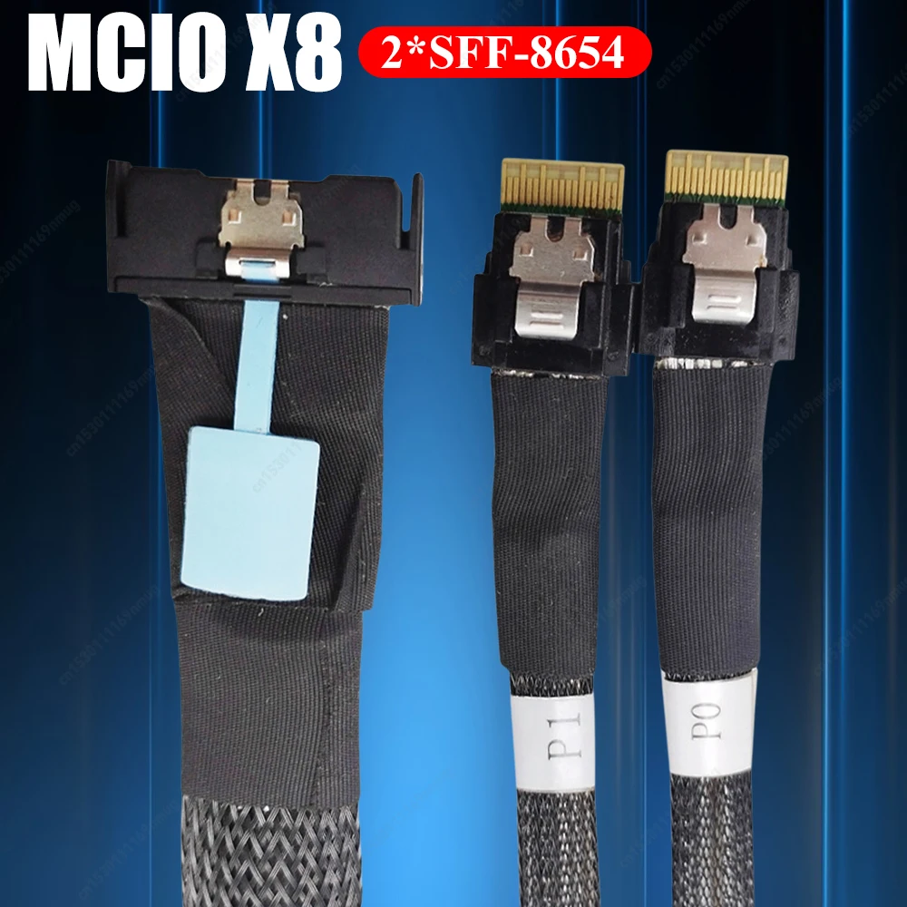 

Кабель MCIO 8i Slimline SAS на 2 порта SFF-8654 4i, кабель для подключения сервера PCIE5.0, кабель-адаптер для сервера, разъемы «папа-папа»