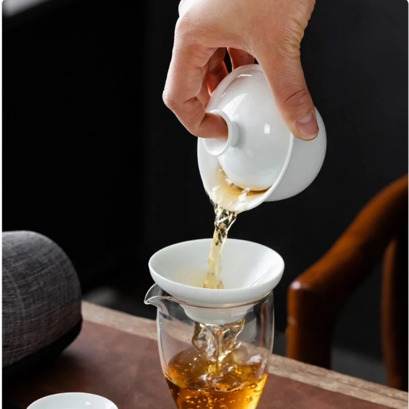 Traditional Chinese Kung Fu Tea Set Ceramic Teapot Set Travel Gaiwan Tea Cups of Tea Ceremony Teacup Fine Gift with Travel Bag