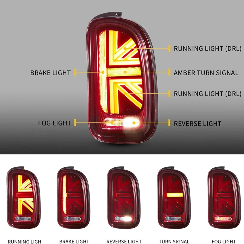 LED Tail Lights for Mini Cooper Clubman R55 2007-2014 Assembly Turn Signal DRL Car Back Lamps