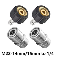 Pressure Washer Adapter Set Fitting M22-14mm/15mm to 1/4 Quick Connect Gun to Wand Stainless Steel 5000 PSI Hose and Gun Coupler