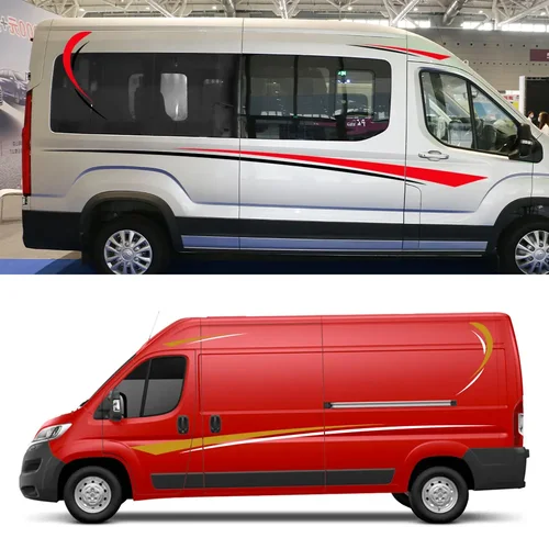 Imagen 2 del producto Pegatinas laterales para carrocería de coche, calcomanía de rayas gráficas Para Camper Van, autocaravana, Minivan, Panel de carga, maletero, autobús, accesorios Para automóviles