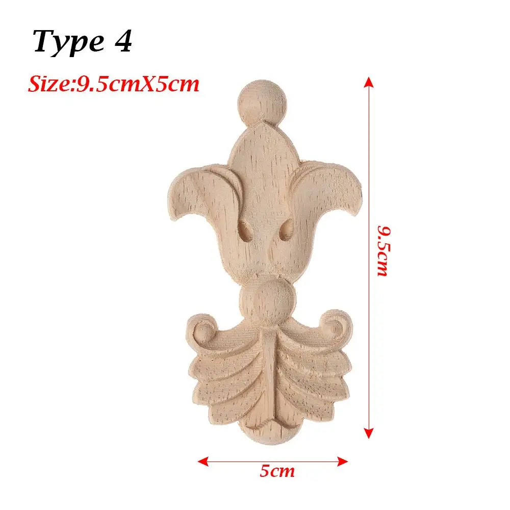 DIY Accessories Home Decoration Furniture Ornament Woodcarving Rose Flower Floral Carved Wooden Crafts Corner Appliques