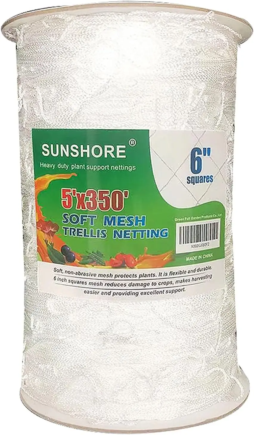 

Heavy-Duty Garden Trellis Netting, 5x350ft Polyester Support for Climbing Plants, Vegetables, Fruits