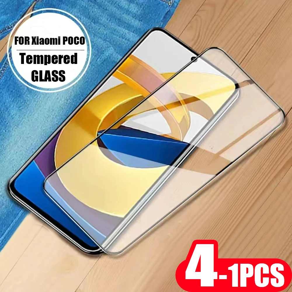 4Pcs screen protector For Xiaomi Poco C40 C31 X4 X3 F4 F3 F2 GT NFC tempered glass M5 5G M4 M3 pro M2 X2 M5s protective film