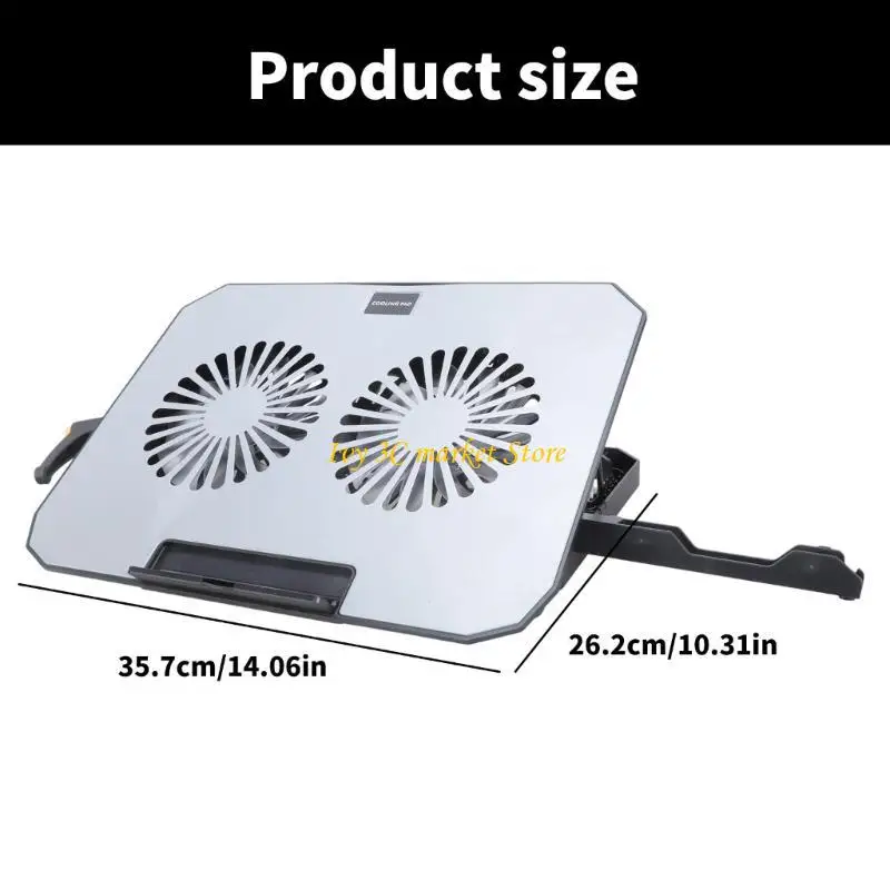 D7yc 2つの静かなファン付きノートブック用の2つの静かなファンの電話ホルダー機能を備えた人間工学に基づいたラップトップ冷却パッド、USB接続