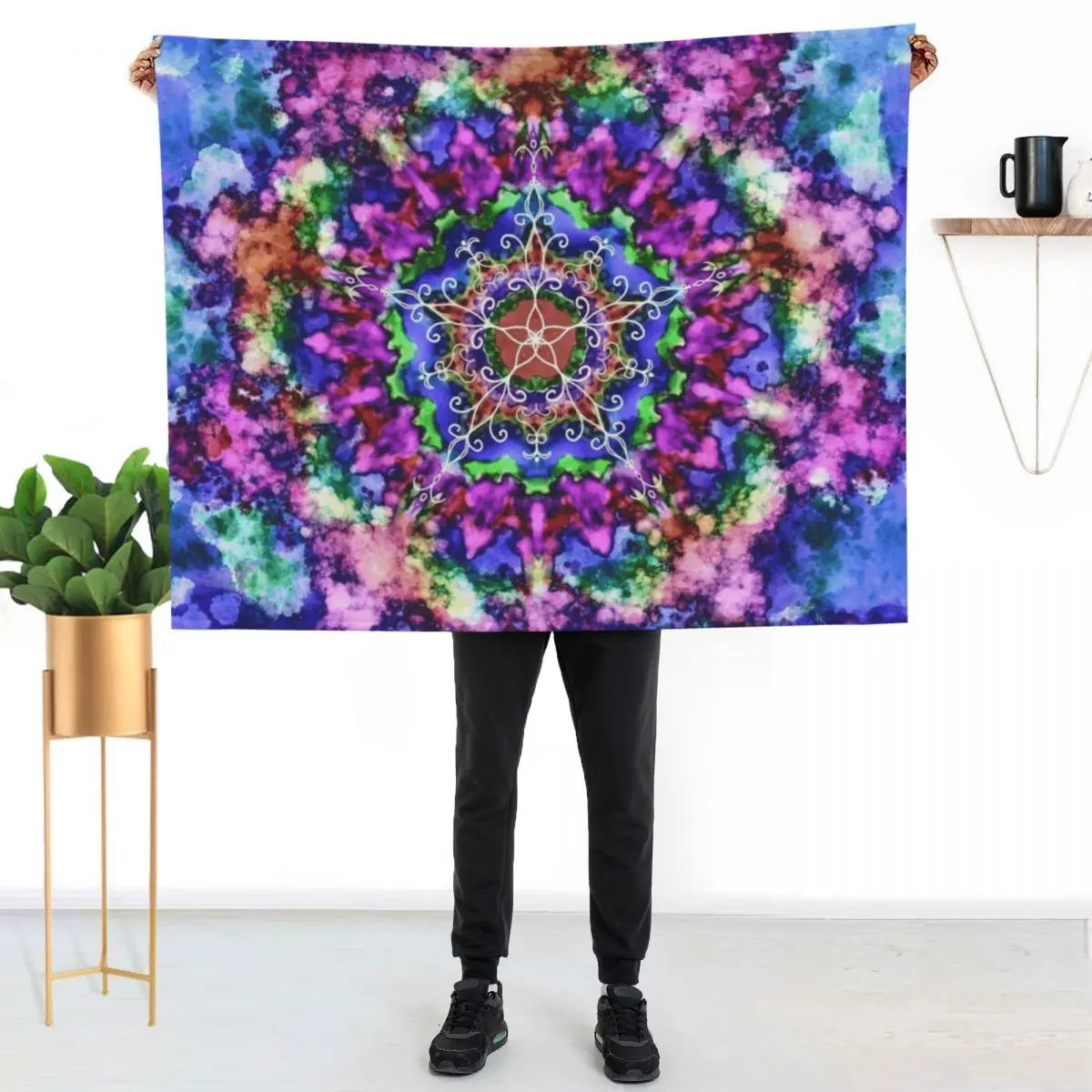 

TIE DYE COOL MANDALA Throw Blanket Multi Purpose Soft Warm Blanket for Home Travel