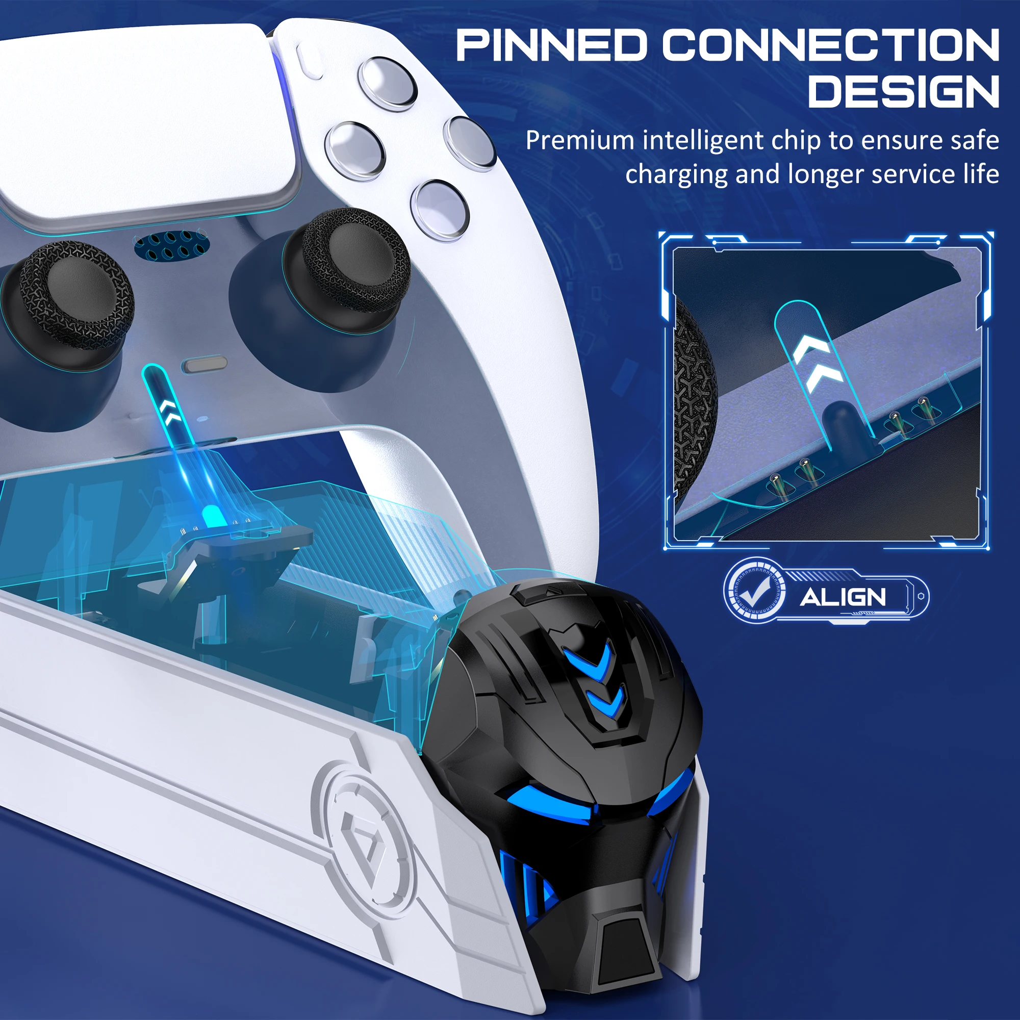 Beboncool-estação de carregamento para PlayStation 5, FC500, controlador RGB, carregador rápido duplo, indicador LED, suporte de carregamento, docking station